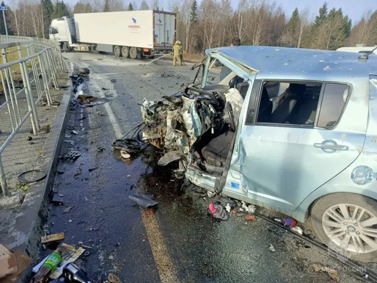 На трассе Р-243 под Омутнинском столкнулись фура и Suzuki